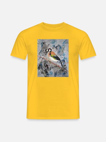 Peinture acrylique avec Stiglitz sur branche d’arbre - T-shirt homme - jaune