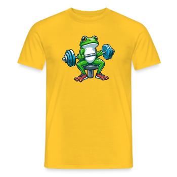 Starker Frosch Workout Hanteltraining - Männer T-Shirt - Gelb - Vorne - AI Model Male 178 dark (178cm)