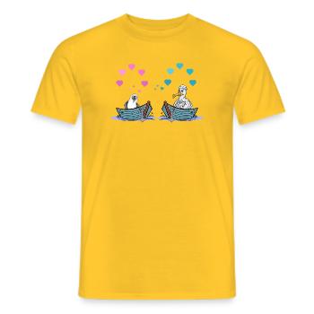 Seagulls Boat Love Hearts Valentine Romance - Men's T-Shirt - yellow - Front - AI Model Male 178 dark (178cm)