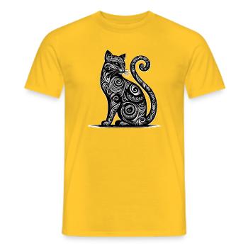 Style tribal ornemental du chat - T-shirt homme - jaune - Devant - AI Model Male 178 dark (178cm)