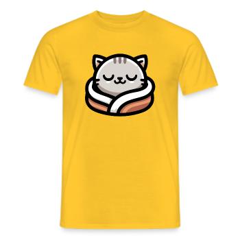 Slumber Paws: The Dreamy Tabby - Men's T-Shirt - yellow - Front - AI Model Male 178 dark (178cm)