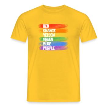Rainbow Colors Stripe Art - Men's T-Shirt - yellow - Front - AI Model Male 178 dark (178cm)