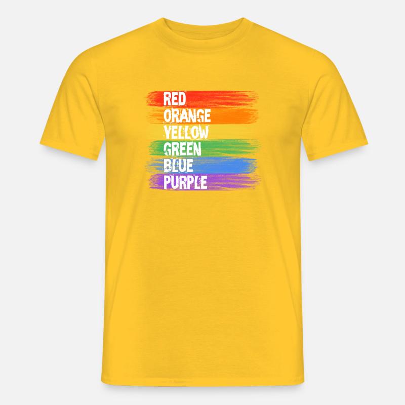 Regenbogenfarben Streifenkunst - Männer T-Shirt - Gelb
