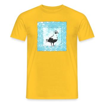 Abstract Seagull Stamp in Watercolor Style - Men's T-Shirt - yellow - Front - AI Model Male 178 dark (178cm)