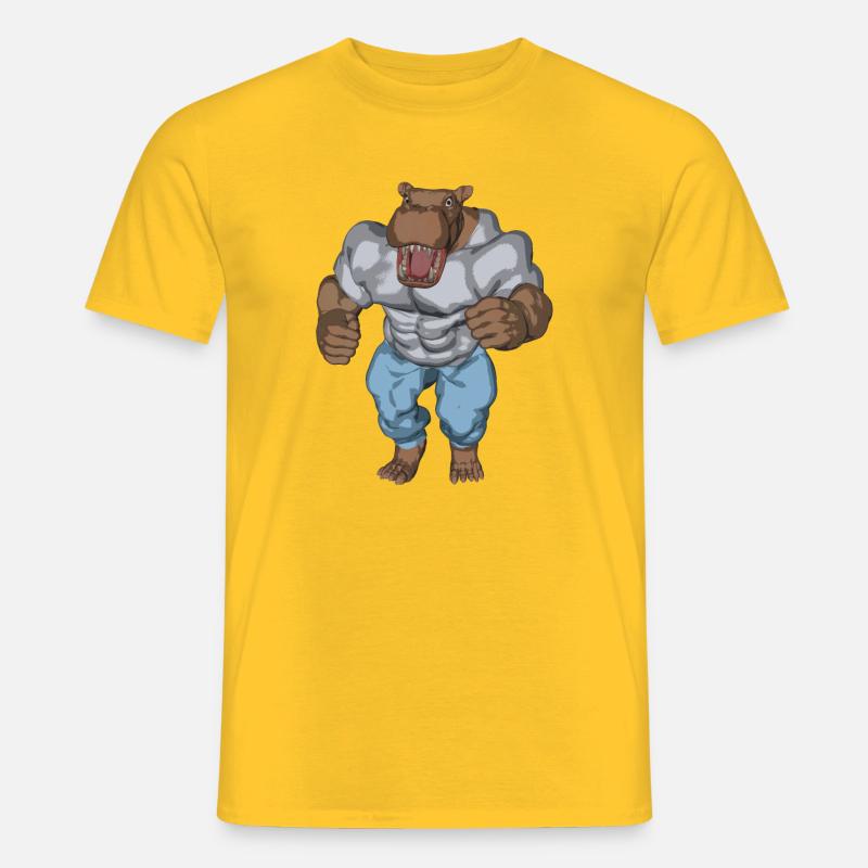 Ein anthropomophisches Nilpferd - Männer T-Shirt - Gelb