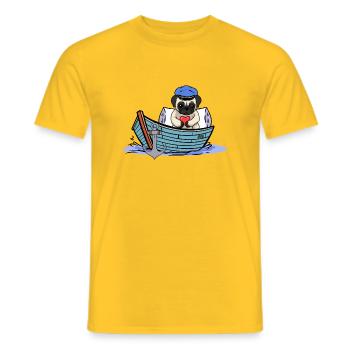maritim Hund Boot Kapitän Matrose Ahoi - Männer T-Shirt - Gelb - Vorne - AI Model Male 178 dark (178cm)