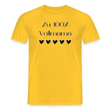 100% Vollmama - Männer T-Shirt - Gelb - Vorne - AI Model Male 178 dark (178cm)