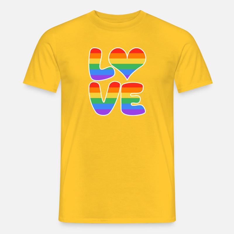 Regenbogenliebe Herzdesign - Männer T-Shirt - Gelb