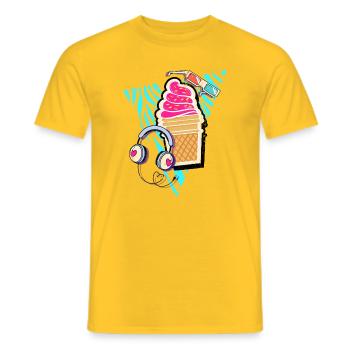 Musik und Gelato Eis - Männer T-Shirt - Gelb - Vorne - AI Model Male 178 dark (178cm)