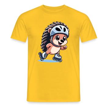 Speedy Hedgehog: Rollschuh-Champion - Männer T-Shirt - Gelb - Vorne - AI Model Male 178 dark (178cm)