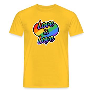 Love is Love Rainbow Heart - Männer T-Shirt - Gelb - Vorne - AI Model Male 178 dark (178cm)