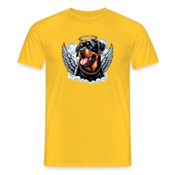 Doux Rottweiler Angel Halo - T-shirt homme - jaune - Devant - AI Model Male 178 dark (178cm)