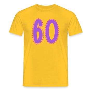60. 60 ANS. 60e ANNIVERSAIRE. ANNIVERSAIRE 60 ANS. - T-shirt homme - jaune - Devant - AI Model Male 178 dark (178cm)
