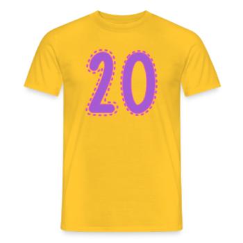 20. 20 YEARS. 20th ANNIVERSARY. 20 YEARS ANNIVERSARY. - Men's T-Shirt - yellow - Front - AI Model Male 178 dark (178cm)