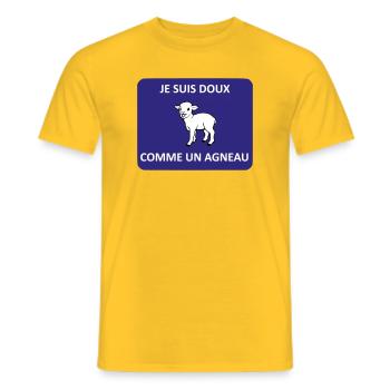 Gentle as a lamb - Men's T-Shirt - yellow - Front - AI Model Male 178 dark (178cm)
