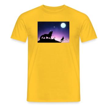 Star Wolf and Raven under the Moon - Poster - Men's T-Shirt - yellow - Front - AI Model Male 178 dark (178cm)