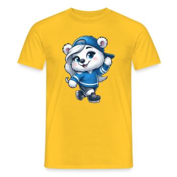 Bear Polar Bear Girl Ice Skating Ice Skating - Men's T-Shirt - yellow - Front - AI Model Male 178 dark (178cm)