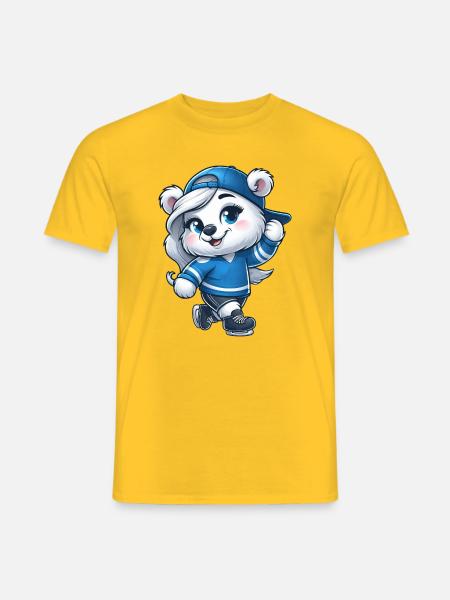 Bär Eisbär Mädchen Schlittschuh Eislaufen - Männer T-Shirt - Gelb