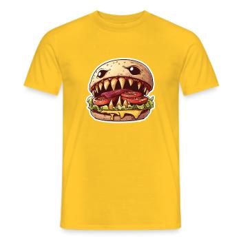 Cheeseburger carnivore – Monster Burger - T-shirt homme - jaune - Devant - AI Model Male 178 dark (178cm)
