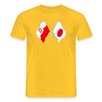 Flagge Polen und Flagge Japan gekreuzt - Männer T-Shirt - Gelb - Vorne - AI Model Male 178 dark (178cm)