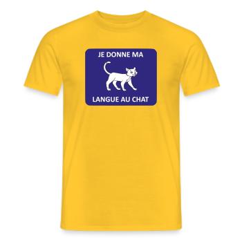 Ich gebe der Katze meine Zunge - Männer T-Shirt - Gelb - Vorne - AI Model Male 178 dark (178cm)