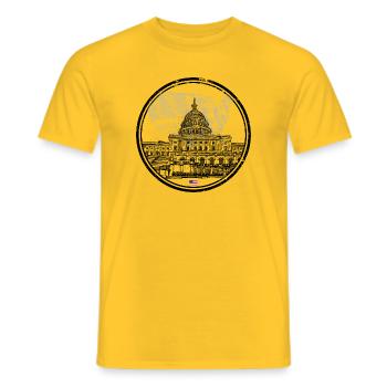 Patriotic USA Capitol Map - Men's T-Shirt - yellow - Front - AI Model Male 178 dark (178cm)