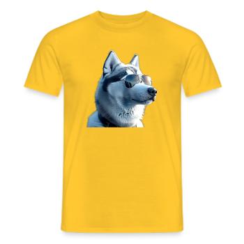 Husky Hunde Liebhaber Hund Liebe Siberian Huskys - Männer T-Shirt - Gelb - Vorne - AI Model Male 178 dark (178cm)