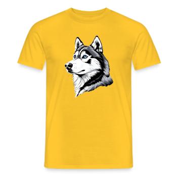 Husky Hunde Liebhaber Hund Liebe Siberian Huskys - Männer T-Shirt - Gelb - Vorne - AI Model Male 178 dark (178cm)