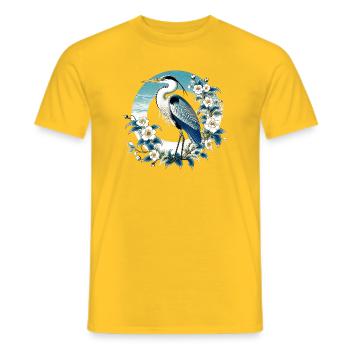 Héron blanc gris Japon Japon - T-shirt homme - jaune - Devant - AI Model Male 178 dark (178cm)