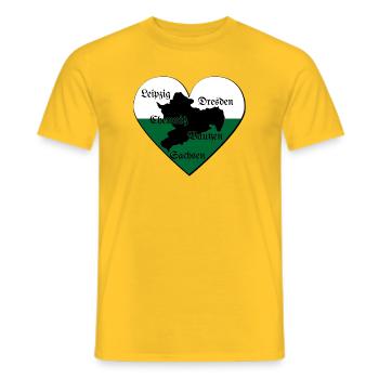 Sachsen Herz Dresden Leipzig Chemnitz Bautzen - Männer T-Shirt - Gelb - Vorne - AI Model Male 178 dark (178cm)