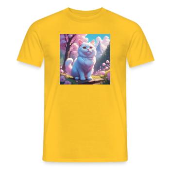 Kittens in the mountains - Men's T-Shirt - yellow - Front - AI Model Male 178 dark (178cm)