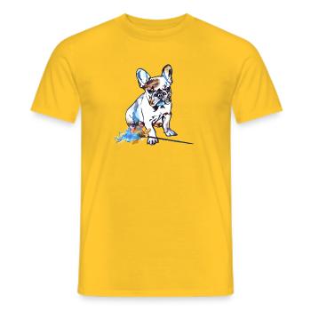 Farbige Bulldog Watercolor - Männer T-Shirt - Gelb - Vorne - AI Model Male 178 dark (178cm)