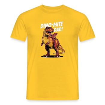 Dino-Mite Dad - T-Rex Power - Men's T-Shirt - yellow - Front - AI Model Male 178 dark (178cm)