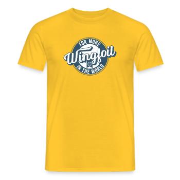 More Wingfoil in the World - Men's T-Shirt - yellow - Front - AI Model Male 178 dark (178cm)