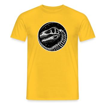 Black and white dinosaur skeleton for dinosaur fans - Men's T-Shirt - yellow - Front - AI Model Male 178 dark (178cm)