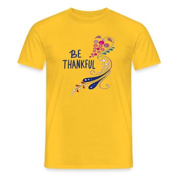 be thankful - Men's T-Shirt - yellow - Front - AI Model Male 178 dark (178cm)