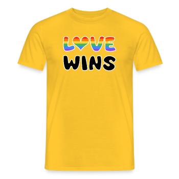 Love wins in rainbow design - Men's T-Shirt - yellow - Front - AI Model Male 178 dark (178cm)