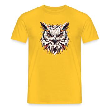 geometrischer Eulen Kopf- Polygonen Motiv - Männer T-Shirt - Gelb - Vorne - AI Model Male 178 dark (178cm)