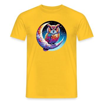 Eule auf dem Mond - Männer T-Shirt - Gelb - Vorne - AI Model Male 178 dark (178cm)