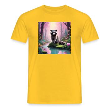 Raccoon - Men's T-Shirt - yellow - Front - AI Model Male 178 dark (178cm)