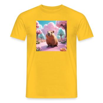 Capybara in the Magic Garden - Men's T-Shirt - yellow - Front - AI Model Male 178 dark (178cm)