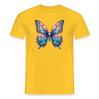 Papillon, Diamant, Diamants, Cristaux, Cristal - T-shirt homme - jaune - Devant - AI Model Male 178 dark (178cm)