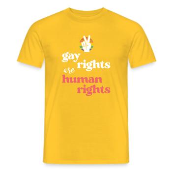 LGBT Pride Month - Gay Rights Are Human Rights - Men's T-Shirt - yellow - Front - AI Model Male 178 dark (178cm)
