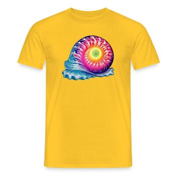 kunstvolle bunte Schnecke in leuchtenden Farben - Männer T-Shirt - Gelb - Vorne - AI Model Male 178 dark (178cm)