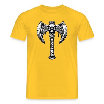Design de crâne de hache lançant une hache - T-shirt homme - jaune - Devant - AI Model Male 178 dark (178cm)