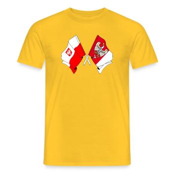 Flag of Poland, Greater Poland crossed - Men's T-Shirt - yellow - Front - AI Model Male 178 dark (178cm)