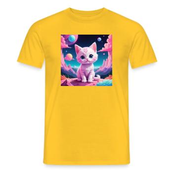 Kittens on foreign planets - Men's T-Shirt - yellow - Front - AI Model Male 178 dark (178cm)