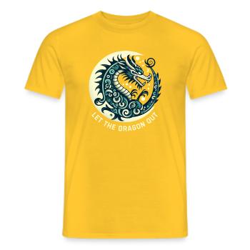 Let the Dragon out - Men's T-Shirt - yellow - Front - AI Model Male 178 dark (178cm)