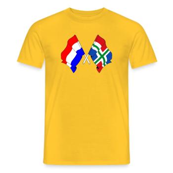 Flag Netherlands, Groningen - Men's T-Shirt - yellow - Front - AI Model Male 178 dark (178cm)