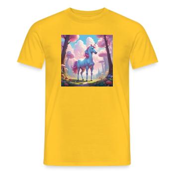 Unicorn in the Enchanted Forest - Men's T-Shirt - yellow - Front - AI Model Male 178 dark (178cm)